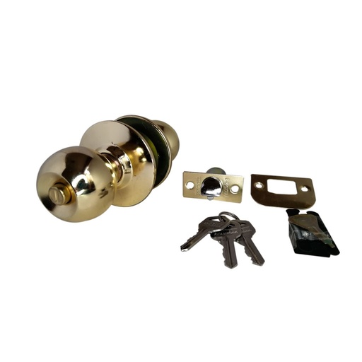 [BKPAN0089] CERRADURA DE BOLA DORADA CON 3 LLAVES Y TORNILLOS BK-1395