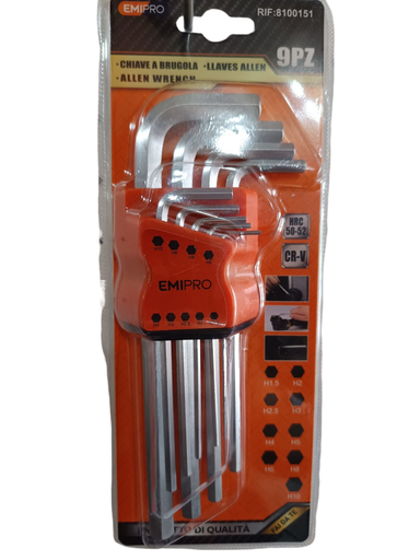 [8100151] LLAVE TORX HEXAGONAL LARGO 9 PZ 8100151 EMIPRO