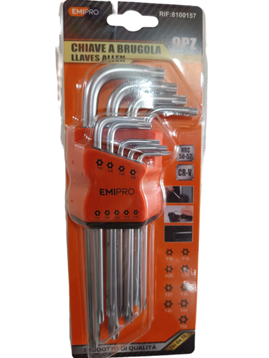 [8100157] LLAVE ALLEN TORX LARGO 9 PZS. 8100157 EMIPRO