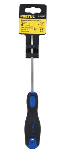 [21495] DESARMADOR DE CRUZ 3/16'X4'X MANGO CONFORT GRIP 21495 PRETUL