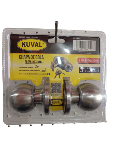 [CHA-39202] CERRADURA DE BOLA TOP-607 ACERO INOXIDABLE C-39202 KUVAL