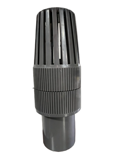 [X40-032] VALVULA DE PIE DE PVC 200 PSI DE 1 1/2" CON ROSCA (GRIS)