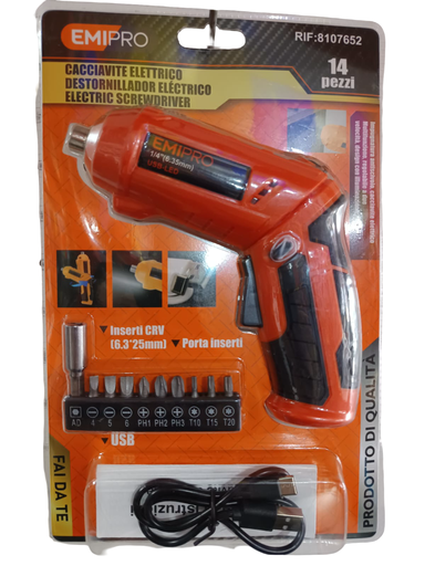 [8107652] DESARMADOR TIPO PISTOLA ELECTRICO 14 PZS. 8107652 EMIPRO