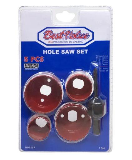 [H07197] SET DE COPAS PARA MADERA SET 5 PZS H07197 BEST VALUE