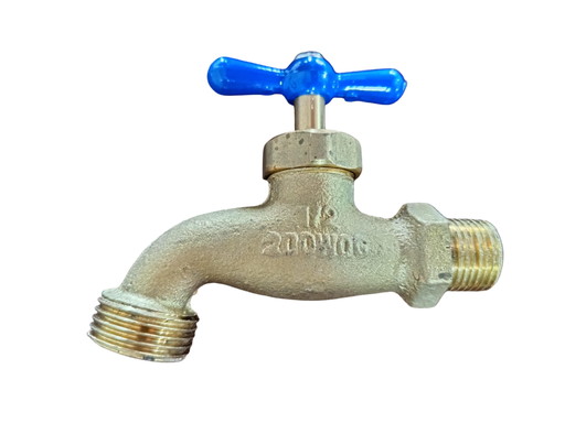 [X54-150] LLAVE DE CHORRO BRONCE CON ROSCA DE 1/2 JUMBO MANECILLA AZUL KUVAL