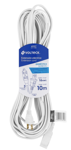 [40157] EXTENSION ELECTRICA DOMESTICA 10M BLANCA CON CLAVIJA RECTA 40157 VOLTECK