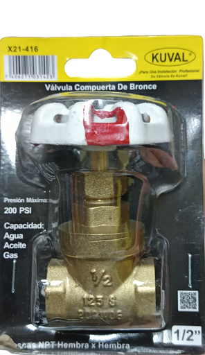 [X21-416] VALVULA DE COMPUERTA BRONCE TIPO PESADO 125 SWP-200 WOG DE 1/2 X21-416 KUVAL