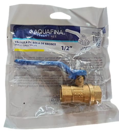 [A-B100B-1-2] VALVULA DE BOLA DE BRONCE PALANCA 1/2" A-B100B-1-2 AQUAFINA