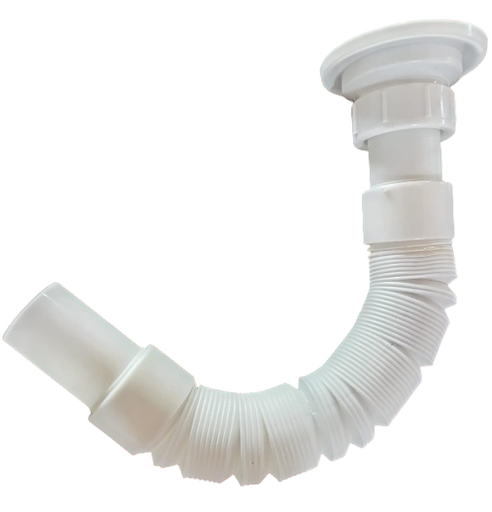 [129-222] SIFON P/LAVAMANO FLEXIBLE CANASTA METALICA Y TORNILLO 129-222 ALPINE