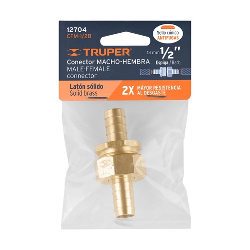 [12704] CONECTOR 1/2" MACHO Y HEMBRA, 12704 TRUPER