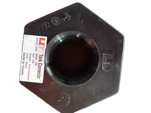 [20-20-0034] CONECTOR PVC PARA TANQUE 11/2" NEGRO CON ROSCA LD-825