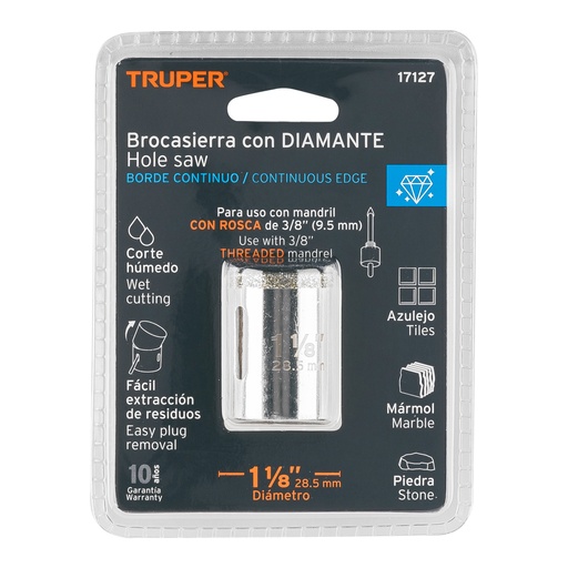[17127] CORTACIRCULOS DIAMANTE 1-1/8" P/AZULEJO 17127 TRUPER