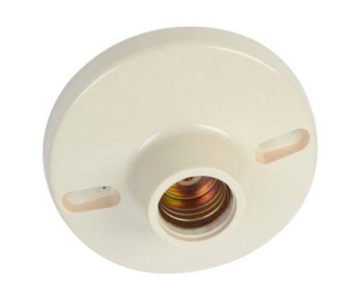 [CM01026] 405-PLAFONERA BASE E27 CON TORNILLOS COLOR MARFIL 125V CM01026