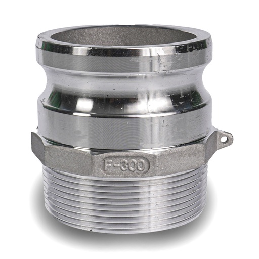 [F-300] ACOPLE DE ALUMINIO DE 3" (MACHO NPT Y MACHO ACOPLE)