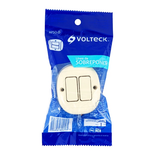 [47355] APAGADOR DOBLE DE SOBREPONER BLANCO 47355 VOLTECK