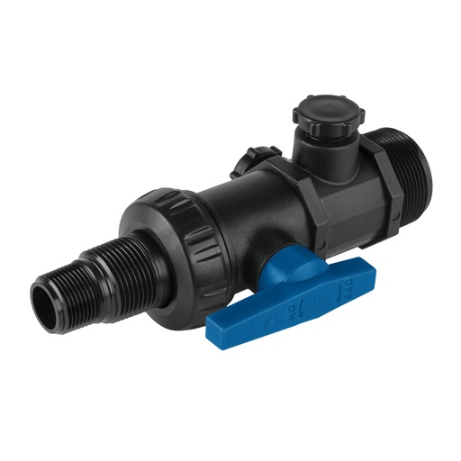 [48081] VÁLVULA DE ESFERA PLÁSTICA Y TUERCA UNIÓN PLASTICO, CON MULTICONECTORES