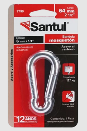 [7790] BANDOLA MOSQUETON APERTURA RAPIDA 1/4"X6MM 7790