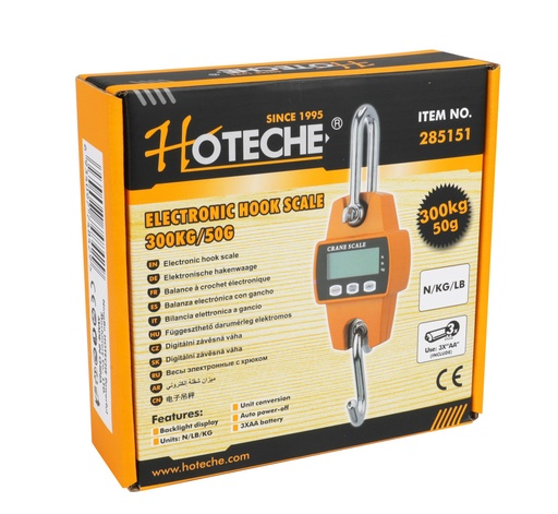 [H285151] BASCULA DE GANCHO ELECTRONICA 300KG DE CAPACIDAD H285151 HOTECHE