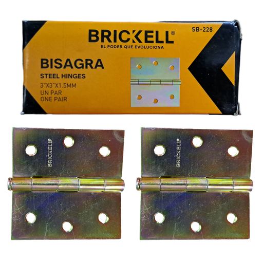 [F-1671] BISAGRA 3"X3"X1.5M DORADA C/TOR SB-228 BRICKEL