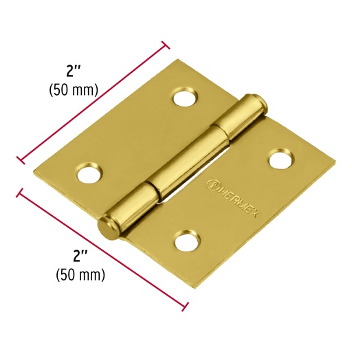 [43235] BISAGRA CUADRADA 2" ACERO LATONADO PLANA 43235 HERMEX
