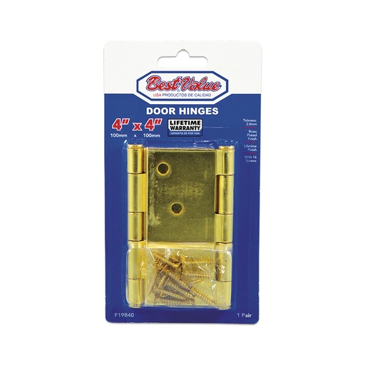 [F19B40] BISAGRA DORADA 4" X 4" PIN REMOVIBLE F19B40 BEST VALUE