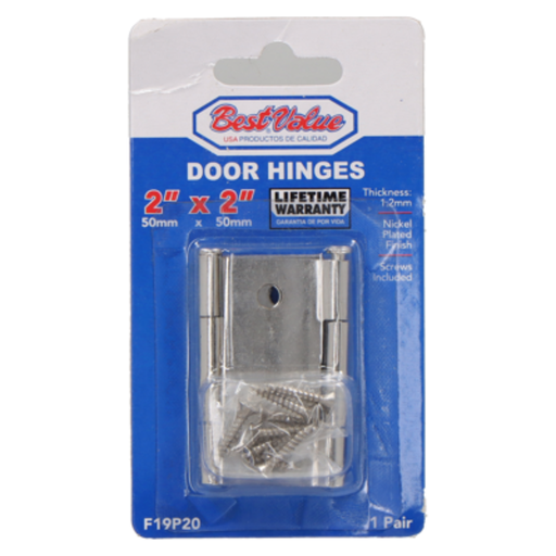 [F19P20] BISAGRA PLATEADA 2" X 2" PIN REMOVIBLE F19P20 BEST VALUE