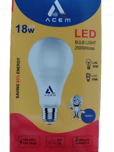 [BOM18] BOMBILLO LED BASICO 18W-6500K-E27 BOM18 ACEM