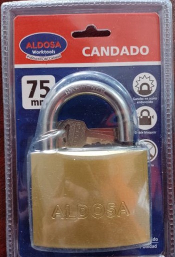 [ALF0344] CANDADO DORADO 75MM ALF0344 ALDOSA