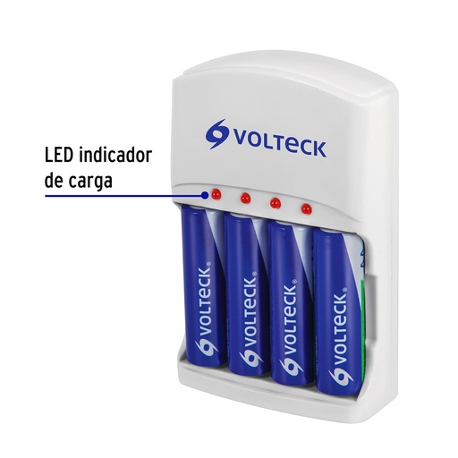 [46045] CARGADOR DE PILAS, AA, AAA Y 9V INCLUYE 4 PILAS AA 46045 VOLTECK
