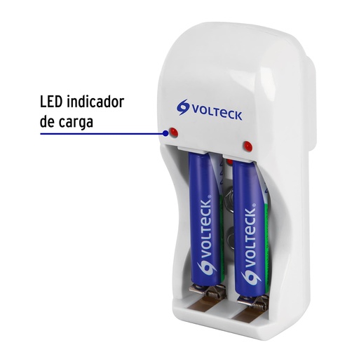 [46043] CARGADOR DE PILAS, AA, AAA Y 9V, INCLUYE 2 PILAS AAA 46043 VOLTECK
