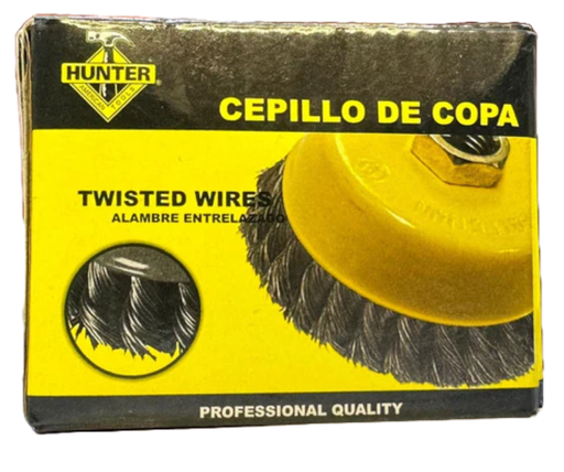 [HM-2587] CEPILLO DE COPA DE 4" TUERCA 5/8" ENTORCHADO HUNTER