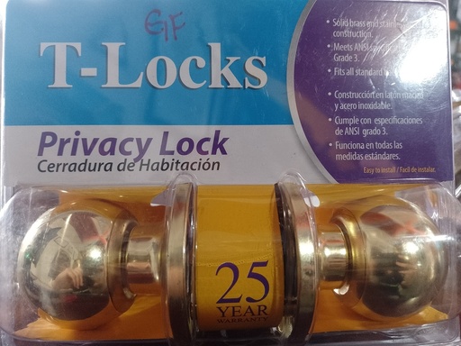 [T872-US3] CERRADURA POMO PARA BAÑO DORADA T872-US3