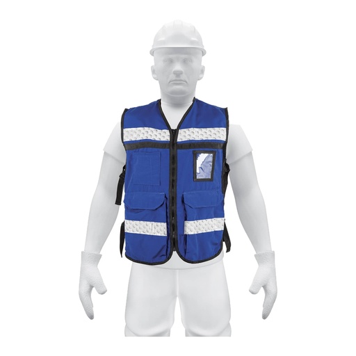 [14670] CHALECO BRIGADISTA CON CINTAS REFLEJANTES COLOR AZUL REY 14670 TRUPER