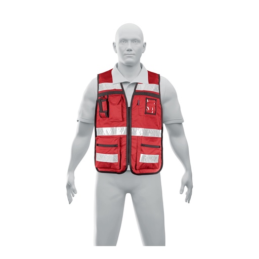 [14663] CHALECO BRIGADISTA CON CINTAS REFLEJANTES COLOR ROJO 14663 TRUPER