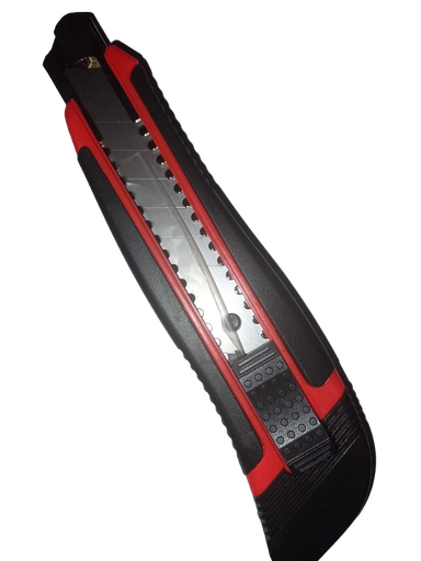 [11361.] CUCHILLA C/ALMA METALICA 8" NEGRA Y ROJO PLASTICA