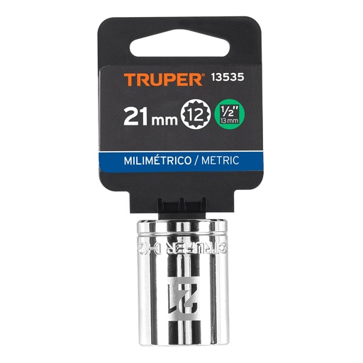 [13535] DADO CUADRO 1/2 ESTRIADO METRICO 21MM 13535 TRUPER