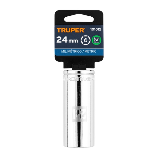 [101012] DADO CUADRO 1/2" ESTRIADO MILIMETRICO 24MM 101012 TRUPER