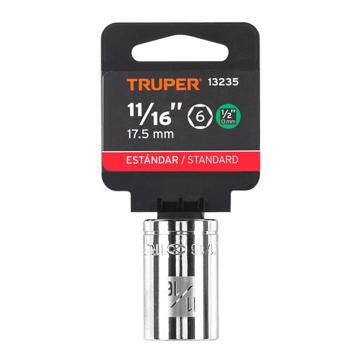 [13235] DADO CUADRO R1/2 PUNTA HEXAGONAL 11/16 13235 TRUPER