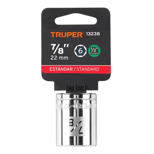 [13238] DADO CUADRO R1/2 PUNTA HEXAGONAL 7/8 13238 TRUPER