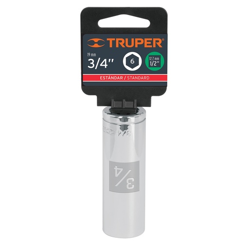 [13329] DADO LARGO 3/4" 6 PUNTAS CUADRO 1/2" 13329 TRUPER