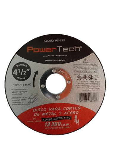 [PT1633] DISCO CORT METAL Y ACEROS 4 1/2"-1/25" T1 PT1633 POWERTECH
