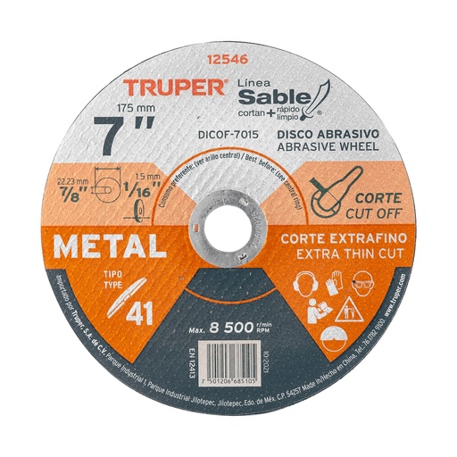 [12546] DISCO CORTA METAL 7" 12546 TRUPER