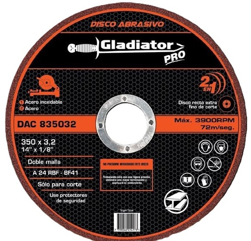 [835032] DISCO CORTE ACERO 14" X 1/8" X 1" 835032 GLADIATOR
