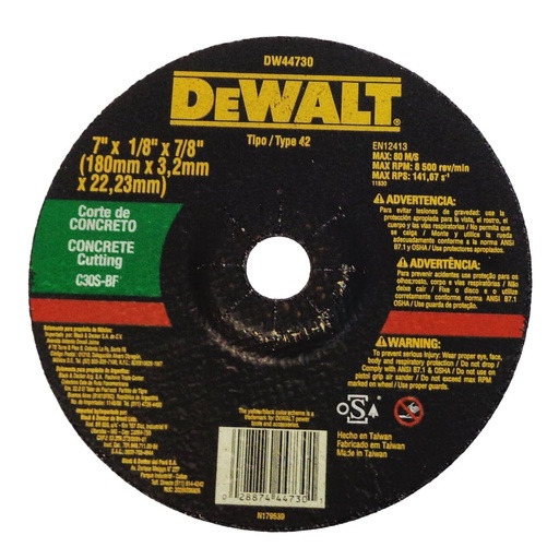 [DW44730] DISCO CORTE CONCRETO 7 X 1/8 X 7/8 DW44730 DEWALT