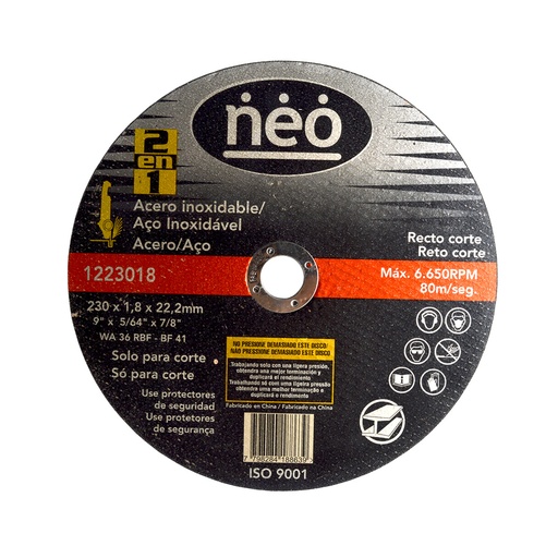[1223018] DISCO CORTE METAL 9"X5/64,2MM; 1223018 NEO