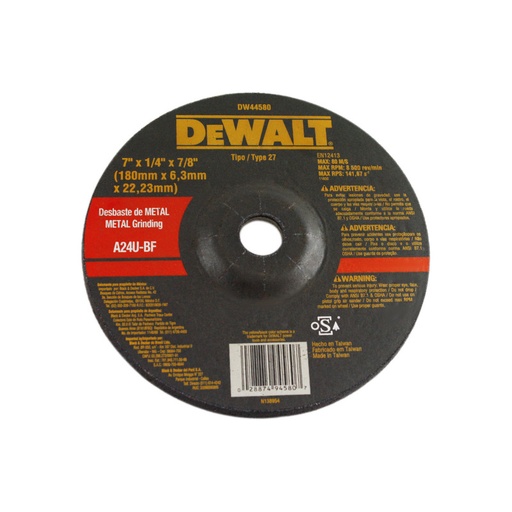 [DW44580] DISCO DESBASTE METAL 7"X1/4"X7/8" DW44580 DEWALT