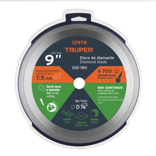 [12978] DISCO DIAMANTE RIN CONTINUO 9" 12978 TRUPER