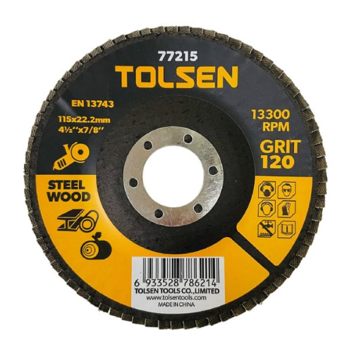 [77215] DISCO OXIDO DE ALUMINIO GRANO 120 PARA ACERO Y MADERA 77215 TOLSEN