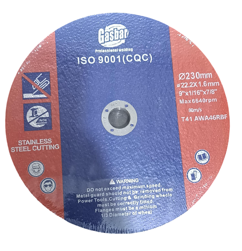 [11127] DISCO P/CORTAR 9"X1/16X7/8 INOX 45AS 40PBF GASBAR
