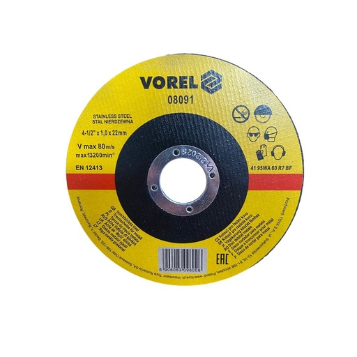 [08091] DISCO P/CORTE METAL 4 1/2 X 1 MM INOX 08091 VOREL